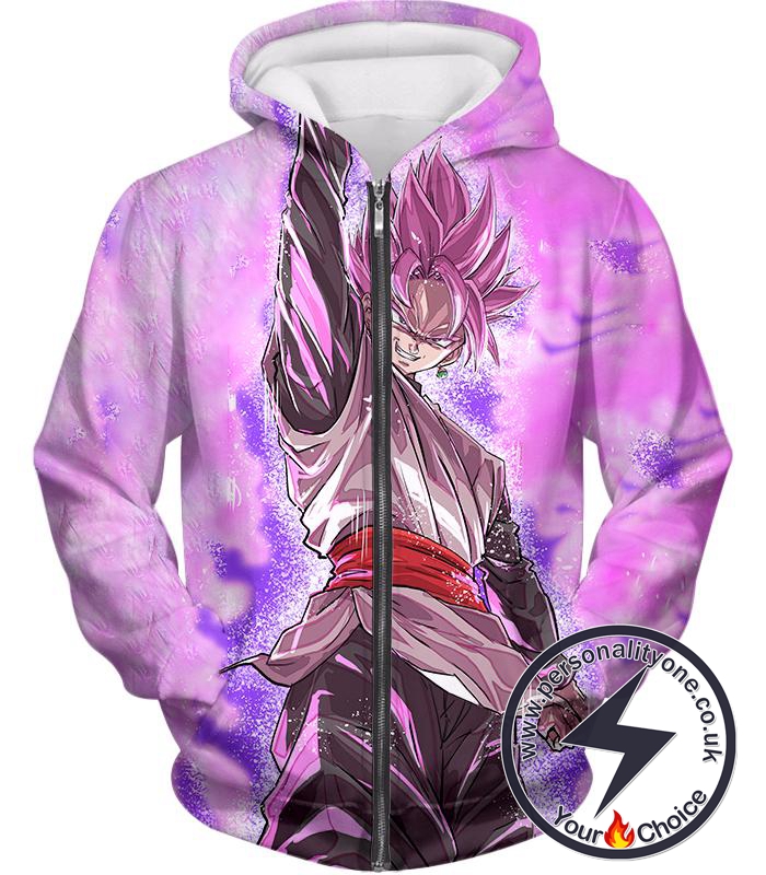 Dragon Ball Super Powerful Super Saiyan Rose Goku Black Awesome Action Purple Zip Up Hoodie